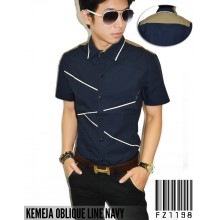 Kemeja Oblique Lines Navy