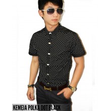 Kemeja Polka Dot Hitam