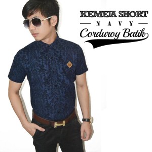 Kemeja Short Corduroy Batik Navy