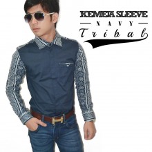 Kemeja Sleeve Tribal Navy