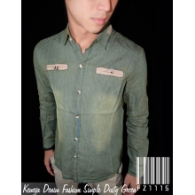Kemeja Denim Fashion Simple Dusty Green