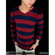 Big Stripe Tee Long Sleeve Maroon n Navy