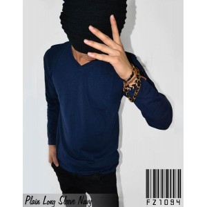 Kaos Polos Panjang V-Neck Dongker