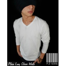 Kaos Polos Panjang V-Neck Putih