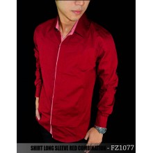Kemeja Long Sleeve Red Combination