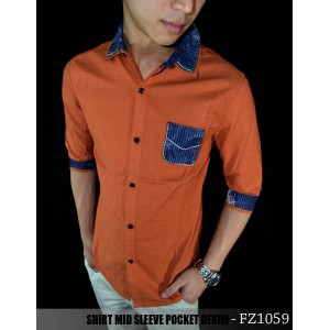 Shirt Mid Sleeve Pocket Denim