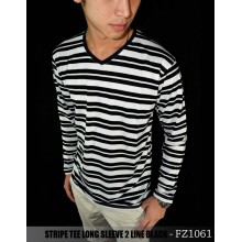 Striped Long Sleeve 2 Line Black