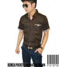 Kemeja Pocket Combination Brown