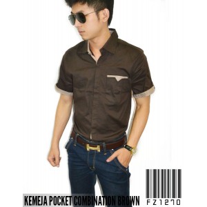Kemeja Pocket Combination Brown