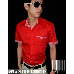 Kemeja Pocket Combination Red 