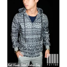 Knit Hoodie Vintage Tribal