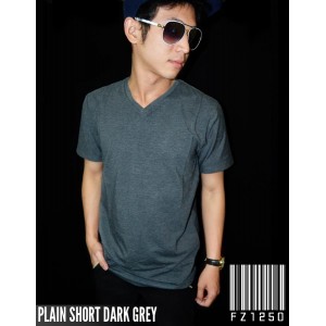Kaos Pendek Polos V-Neck Abu-Abu