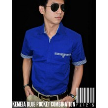 Kemeja Blue Pocket Combination
