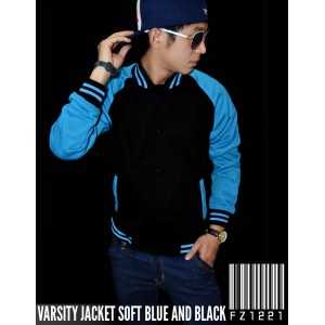 Jacket Varsity Black and Soft Blue