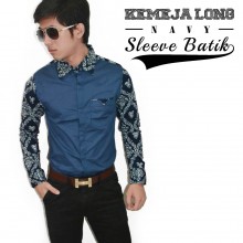 Kemeja Sleeve Batik Navy