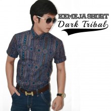 Kemeja Short Dark Tribal Pattern