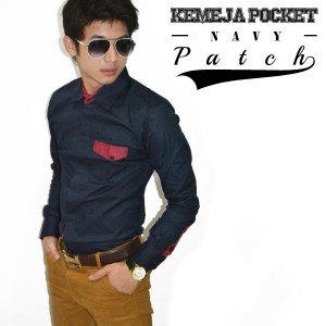 Kemeja Pocket Patch Navy