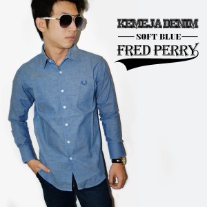 Kemeja Denim Fred Perry Soft Blue
