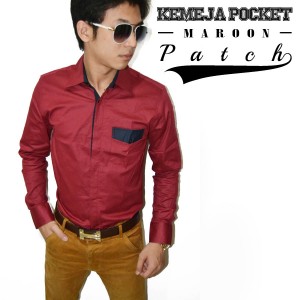 Kemeja Pocket Patch Maroon