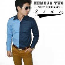 Kemeja Two Side Soft Blue n Navy