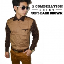 Two Combination Shirt Soft n Dark Brown