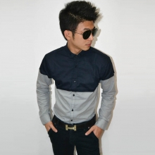 Kemeja Block Colour Navy