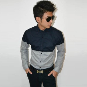 Kemeja Block Colour Navy