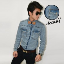 Kemeja Denim Double Pocket
