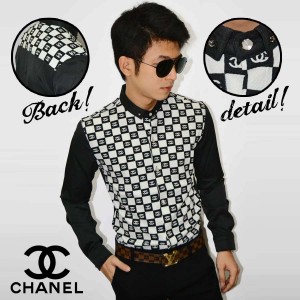 Kemeja Premium Chanel Pattern Black