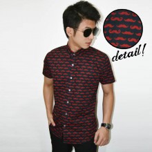 Kemeja Short Mustache Printing