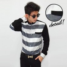Kemeja Body Big Stripe Sleeve Corduroy
