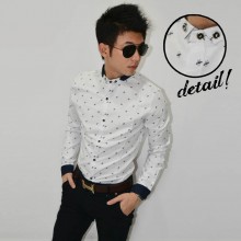 Kemeja Peaceful Pattern White