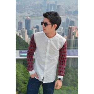 Kemeja Sleeve Diamond Combine White