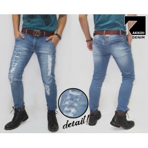 Jeans Pants Ripped Kakkoii Dark Blue