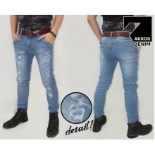 Jeans Pants Ripped Kakkoii Soft Blue