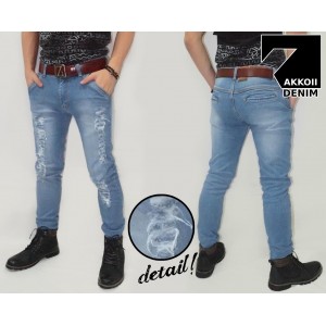 Jeans Pants Ripped Kakkoii Soft Blue