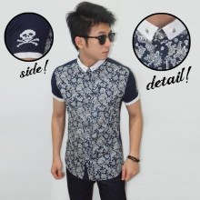 Kemeja Short Casual Batik Skull Side Navy