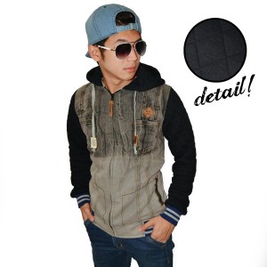 Jacket Denim Hoodie Brown Gradation