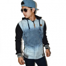 Jacket Denim Hoodie Gradient