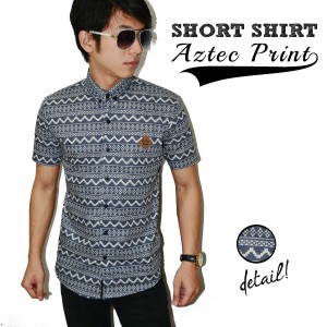 Kemeja Short Aztec Print