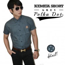 Kemeja Short Polka Dot Grey
