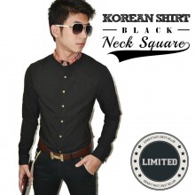 Kemeja Korean Neck Square Black *Limited Edition