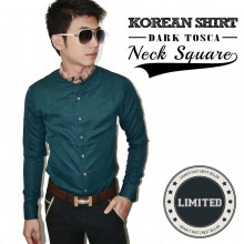 Kemeja Korean Neck Square Dark Tosca *Limited Edition