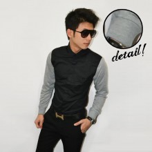 Kemeja Long Black Cotton Sleeve