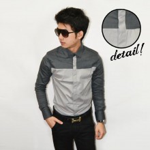 Kemeja Vertical Line Top Dark Grey