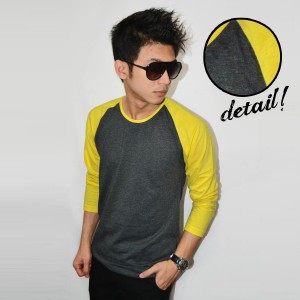 Raglan Tee Long Sleeve Dark Grey Yellow