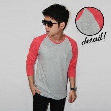 Raglan Tee Long Sleeve Soft Grey Pink