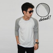 Raglan Tee Long Sleeve White Soft Grey