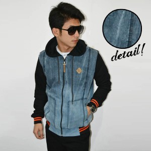 Jacket Denim Hoodie Dry Washy Blue