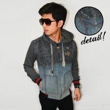 Jacket Denim Hoodie Painter Grey Blue